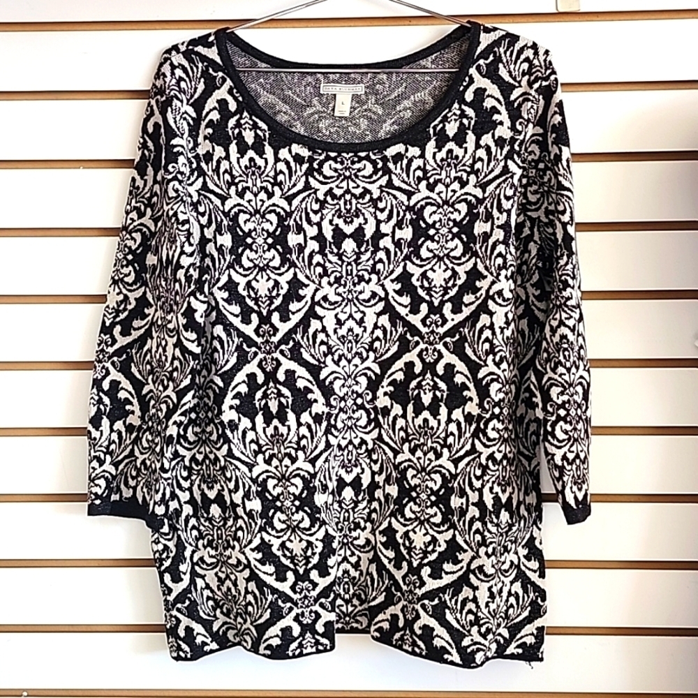 Dana Buchman beaded 3/4 sleeve large sweater
